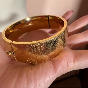 MONET vintage 1970’s modernism Brushed Gold oversized Wide Bracelet